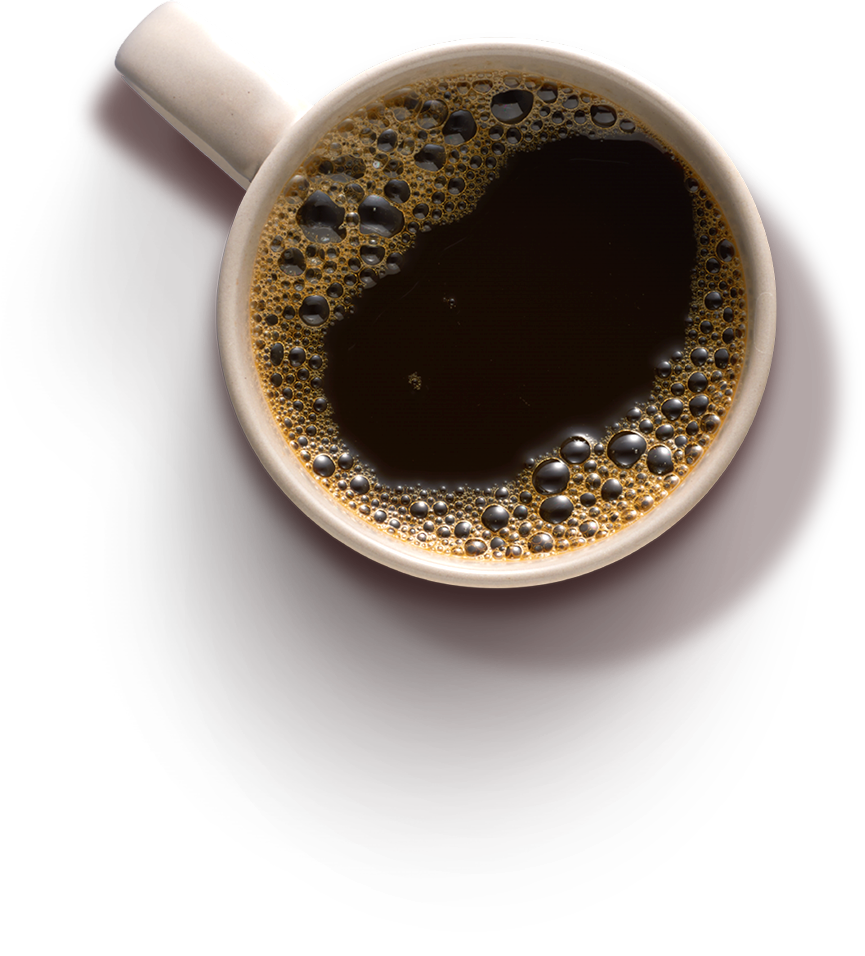 A ceramic cup of black coffee